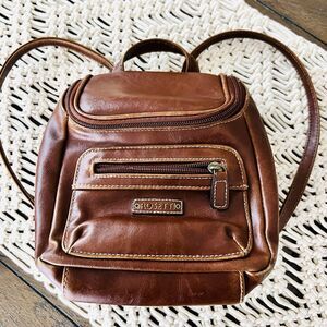 Vintage Y2K Rosetti Brown Vegan Marbled Leather Mini Backpack